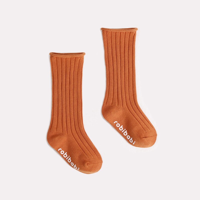 Effen Kleur Pasgeboren Baby Kniekousen Zachte Katoen Lente Herfst Baby Meisjes Jongens Sokken Baby Peuter Anti-Slip lange Sokken: orange