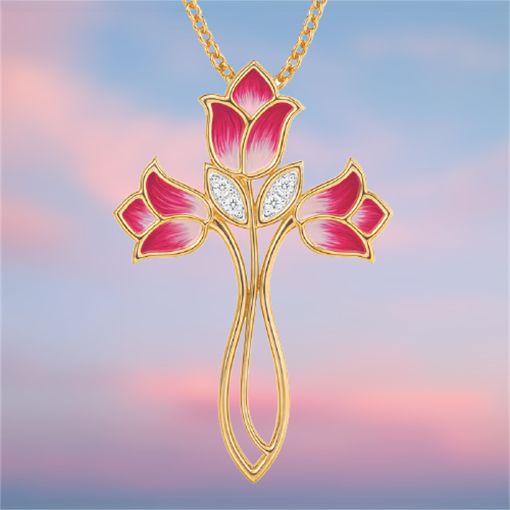 Exquis Tulipe Croix Pendentif Collier Romantique Femmes Collier Croix Collier Parti Collier Bijoux Religieux Prière Bénédiction Collier Collier Pour les femmes Anniversaire