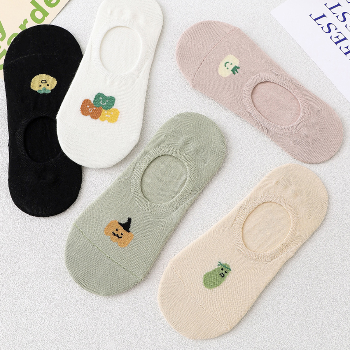 5 pares de calcetines al tobillo de oso de peluche, cómodos y bonitos calcetines cortos para mujer