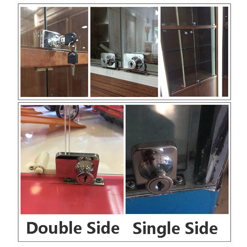 (4 Stuks) Glazen Kast Slot Met Sleutels Zinklegering Showcase Kast Slot Glas Deurslot Geen Behoefte Ponsen