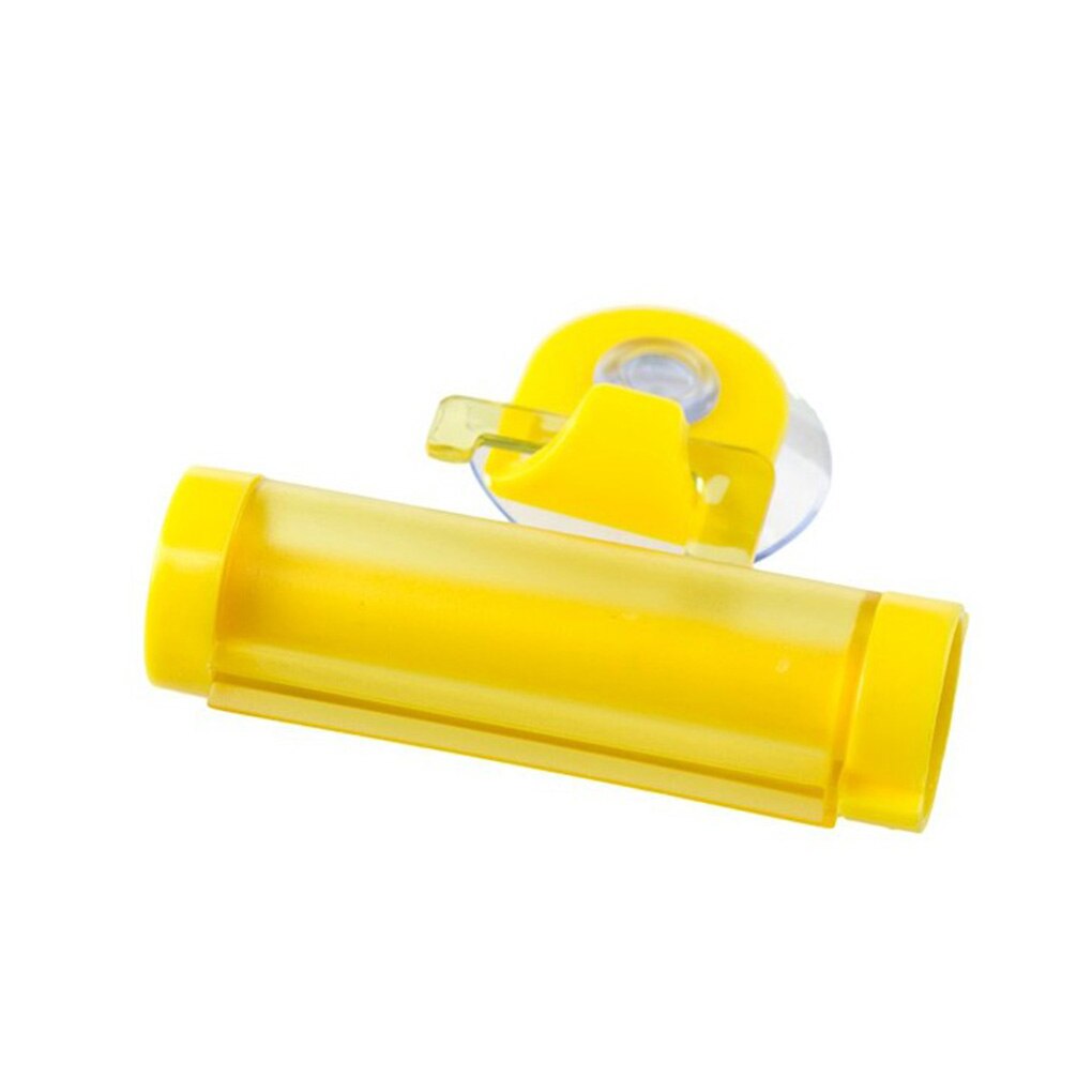 Multi-Function Sucker Toothpaste Squeezer Wall-Mounted Plastic Rolling Tube Manual Squeezer Facial Cleanser Toothpaste Dispenser: yellow