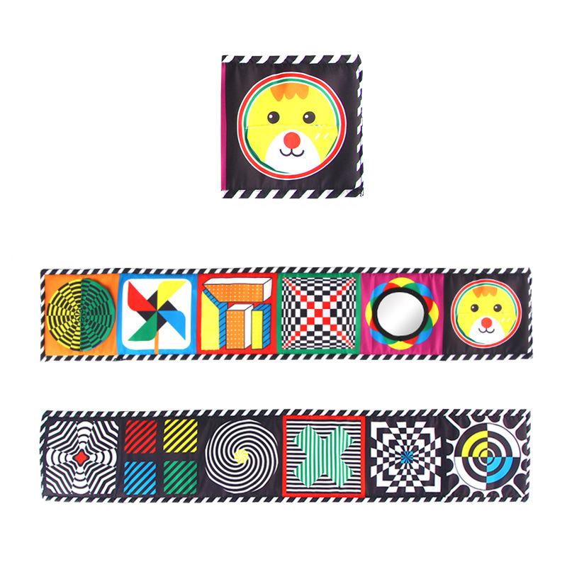 Libro de tela sensorial, juguetes para bebés de alto contraste de 0 a 12 meses, juguetes para cuna para recién nacidos, libros de tela de animales en blanco y negro, libro para bebés Montessori: Azul