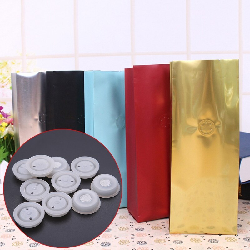 10pcs One-way Degassing PE Valve With Filter Exhaust Ventilation Vent Coffee Bag L5YE