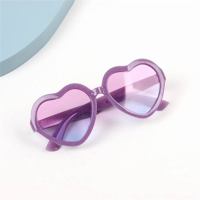 Heart-shaped Children&#39;s Sunglasses Round Gradient Lens Heart Sunglasses Cartoon Love Baby Sunglasses Sunshade Glasses: Purple
