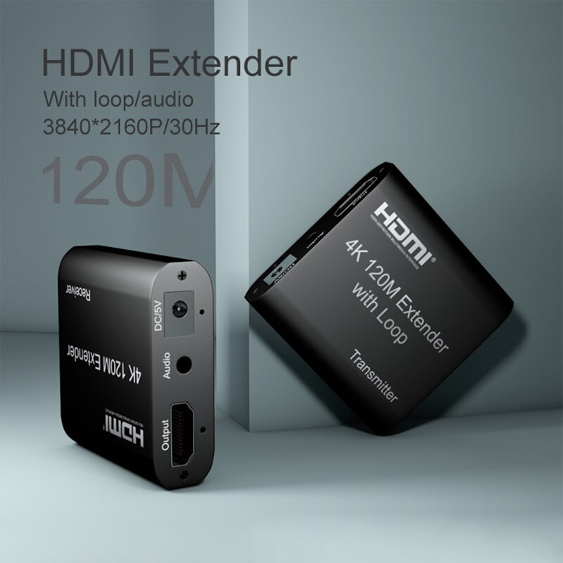 4K HDMI Extender 120M with Loop HDMI via CAT5e/6 RJ45 LAN 1080P 60M HDMI to Rj45 extender With Audio EDID for PS5 HDTV PC laptop