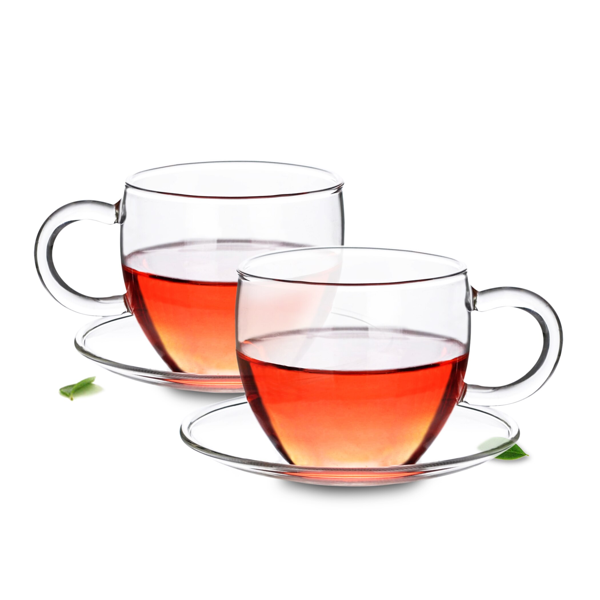 Cups &amp; Saucers Tea Set lots -1*100ml Heat Resistant Clear Glass Tea Cups Mugs +Saucer 9cm