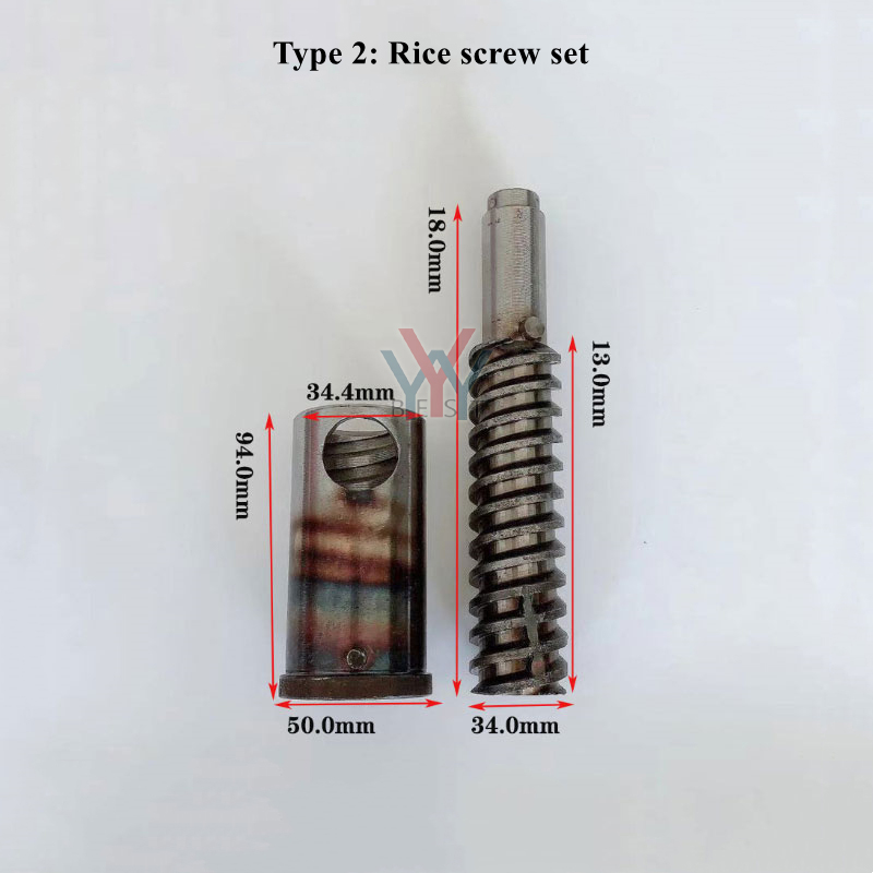 Máquina de inflado de granos de arroz y maíz, extrusora de alimentos, tornillo de palo hueco retorcido, manga de tornillo, piezas del eje de la máquina de aperitivos de arroz: Borgoña