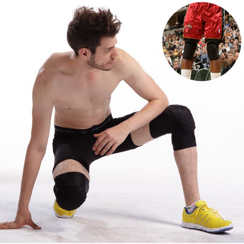 1Pcs Honeycomb Basketbal Kniebeschermers Been Mouwen Cellulaire Voetbal Volleybal Voetbal Kneepad Kalf Ondersteuning Ski Fietsen Been Warmer