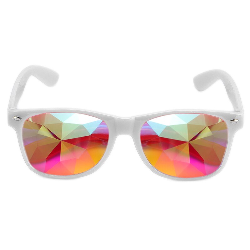 Caleidoscopio, gafas de arcoíris, lámpara de Rave EDM para mujeres y hombres, lentes de Festival, gafas para de celebridades coloridas, gafas de: Blanco