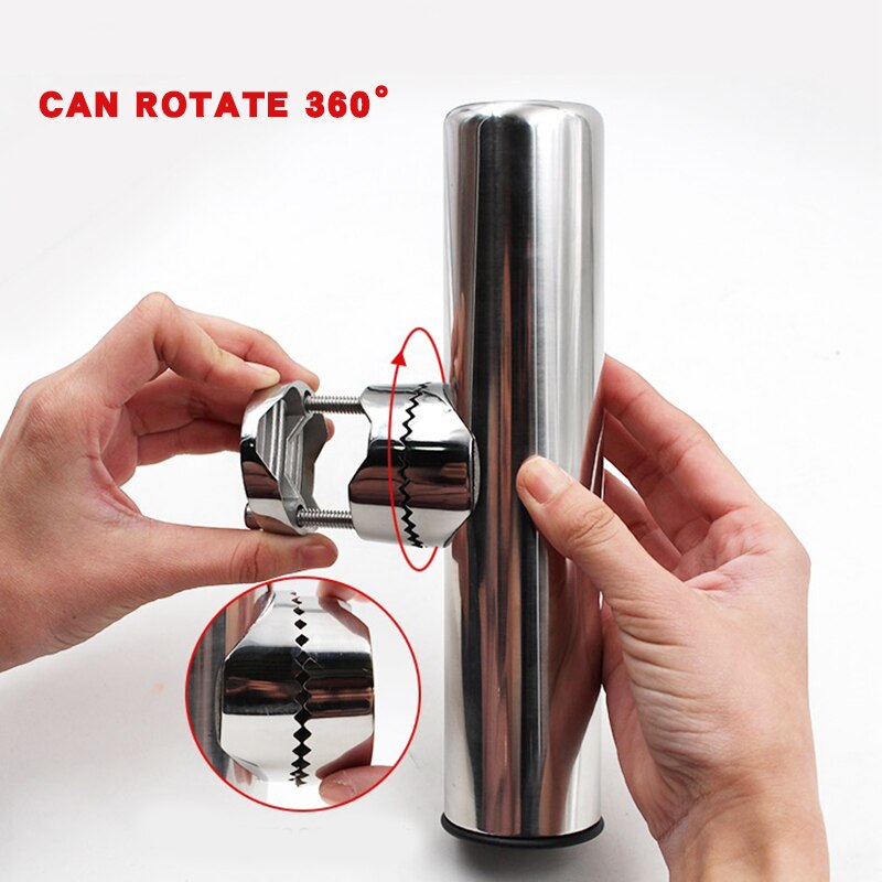 Marine Boat Hardware Rail Mount Pole Bracket 316 Stainless Steel Fishing Rod Holder Rack Support With Clamp On 3/4 To 1Inch