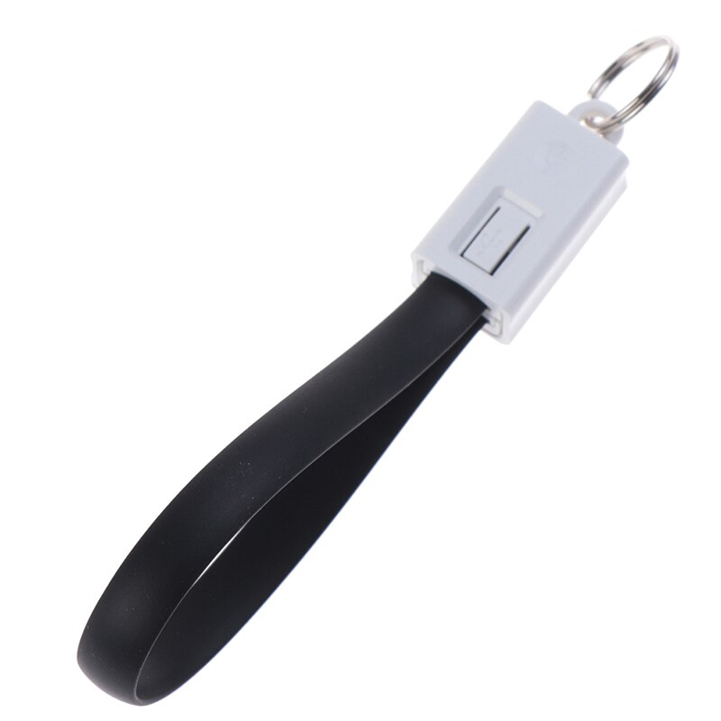 Llavero con Cable de carga rápida, Cable de sincronización de datos para iphone 6s tipo-c, Micro USB C, Cable corto con llavero, Cables para teléfono móvil: Black