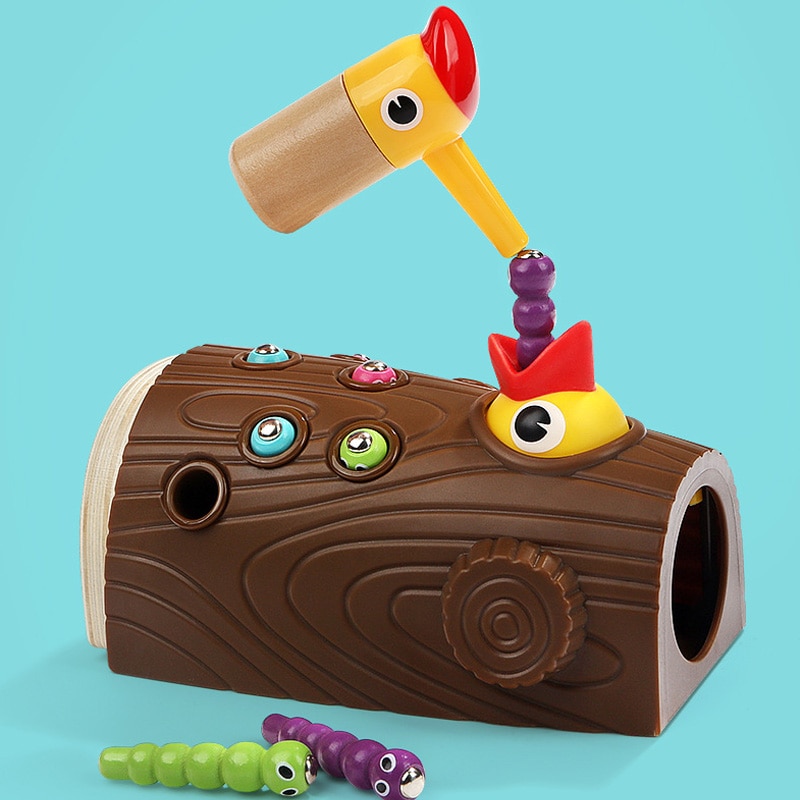 Træmagnet, fuglefangende bug-spil førskolelegetøj børn  an88