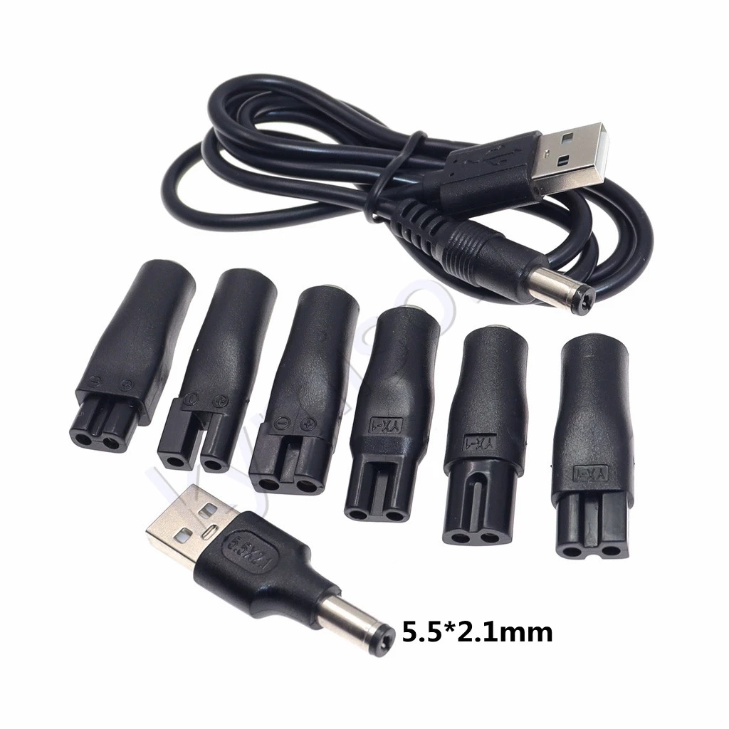 DC Converter for Shaver Hair Clipper DC5.5*2.1mm Male To C8 Tail Female Power Supply Conversion Interface Plug Adapter: Lavender