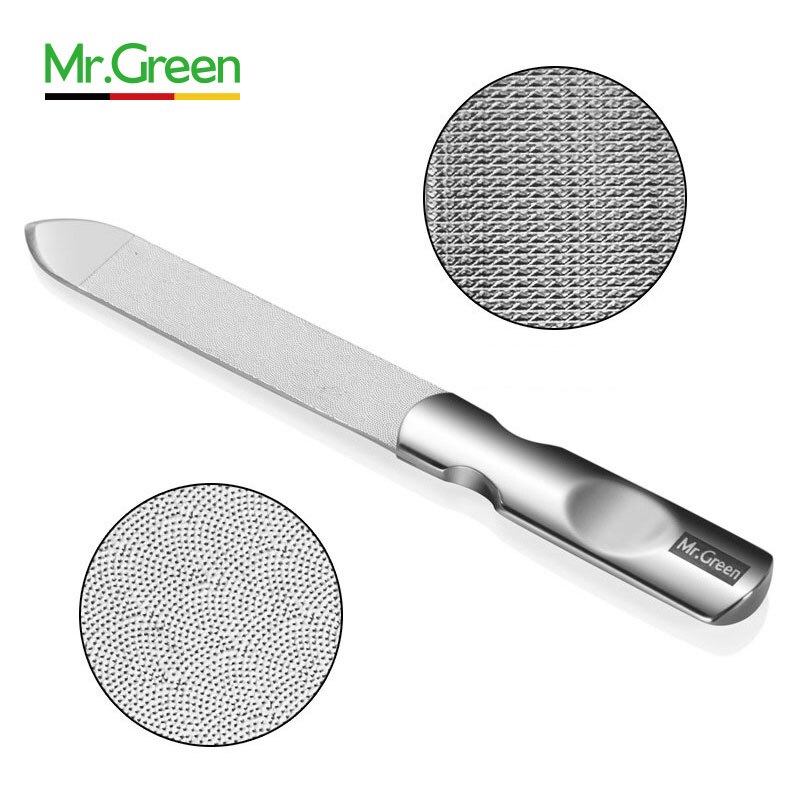 Mr Green Rvs Nagelvijl met Anti-slip Handvat en Leather Case, dubbelzijdig en Bestanden Nagels voor Mannen en Vrouw