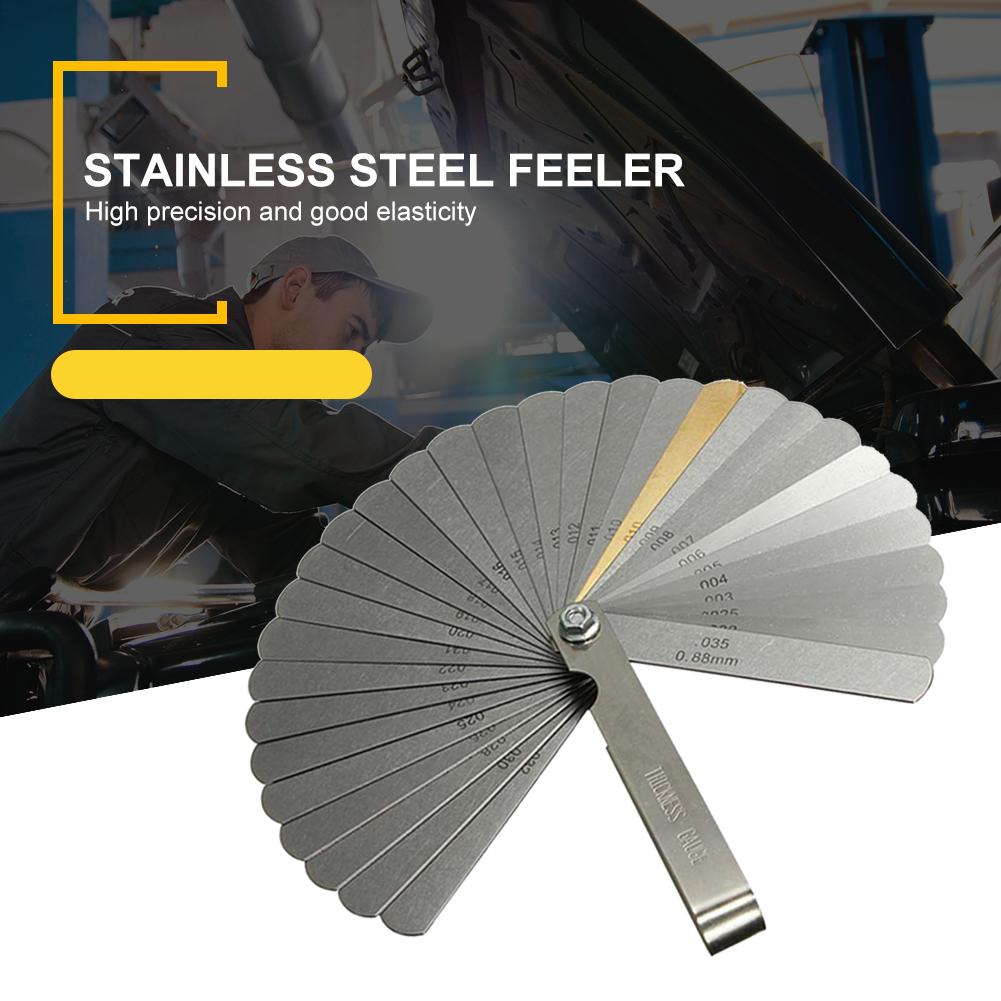 Stainless Steel Feeler Gauge 32 Blades Scale 0.04-0.88mm Thickness Gap Metric Imperial Filler for Pressure Gauge Valve Gasket