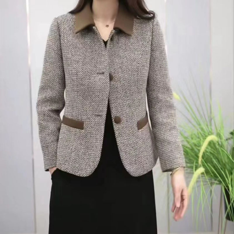 Blazerjasje van middelbare leeftijd Dames Lente moeder met lange mouwen Elegante korte top Mode Vest Jasje Dames Luxe kleding