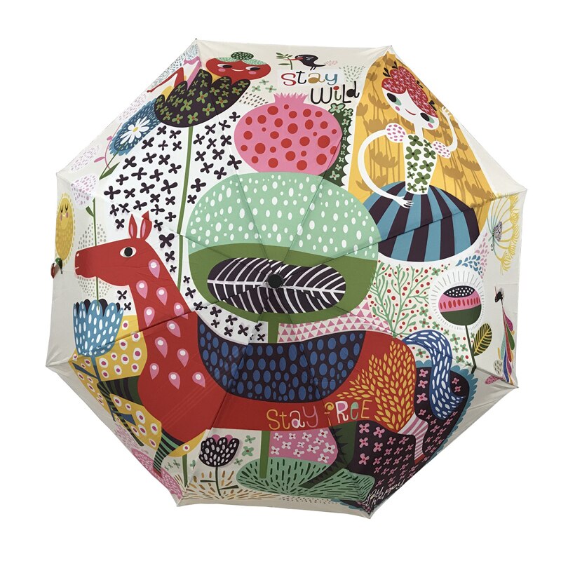 Parapluie kvinner regn automatisk paraply for menn tegneserie paraply maleri barn sammenleggbar paraply regnutstyr abstrakt kunst
