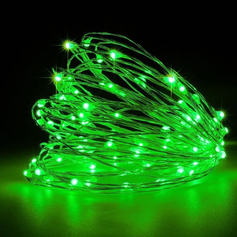 ROPIO 2M/5M LED Copper String Lights AA Battery Operated LED String Fairy Lights Christmas Wedding Party Decoration: Green / 5M 50LEDs