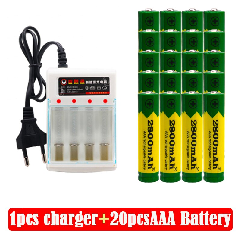 Aaa Batterij Alkaline 2800 Mah 1.5 V Aaa Oplaadbare Batterij Voor Batterij Afstandsbediening Speelgoed Batterij Licht Batterij + Lader