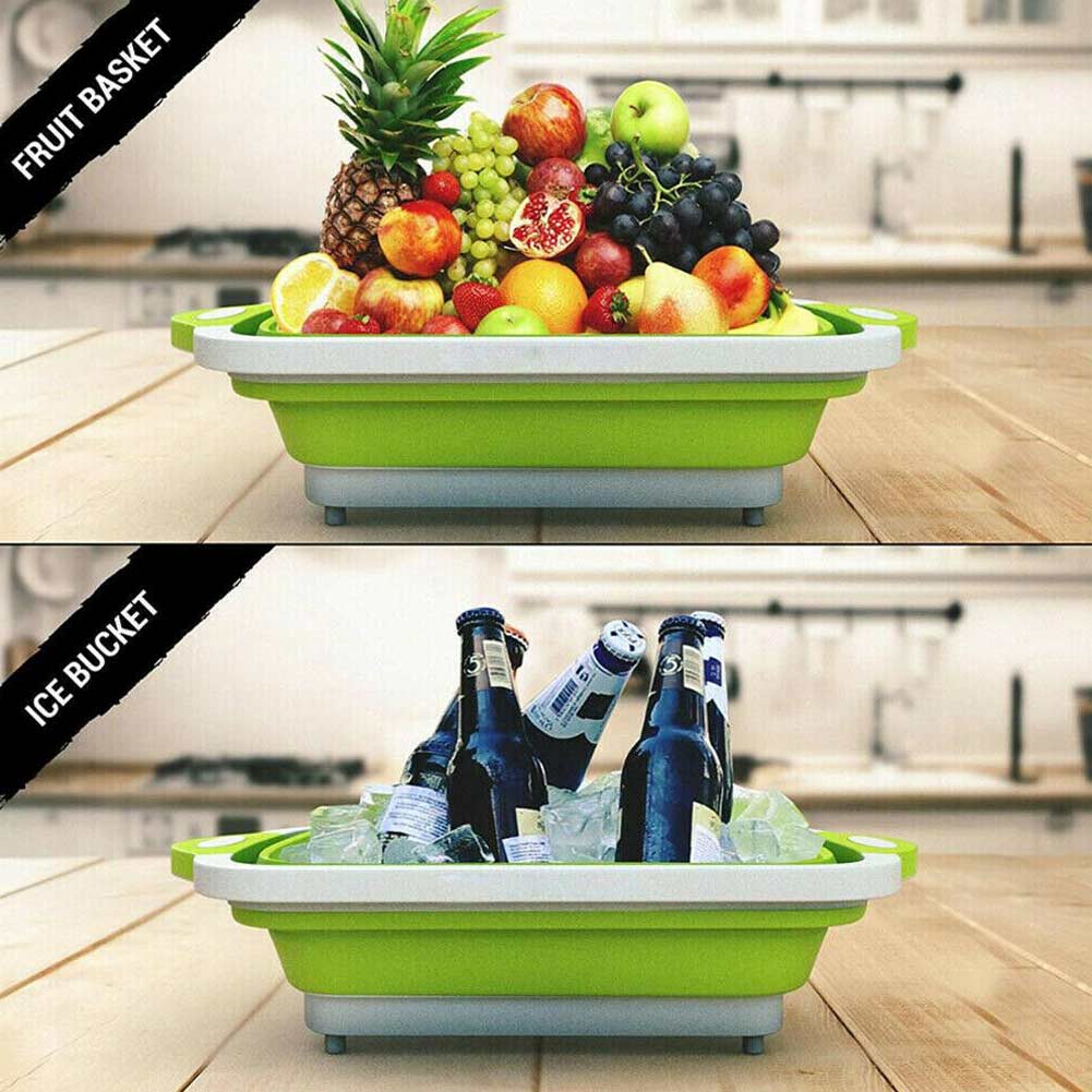 4 In 1 Opvouwbare Afvoer Mand Multifunctionele Board Tool Voor Keuken Fruit Groente XHC88