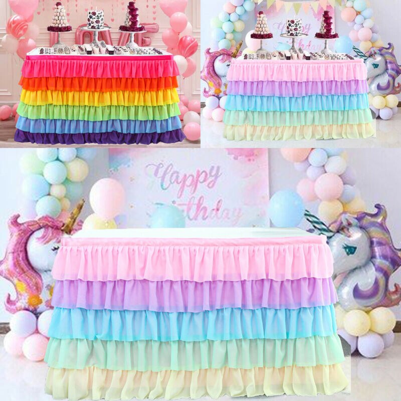 Multifarvet borddug dække rektangel bord nederdel bordservice fødselsdag dekor bord nederdele