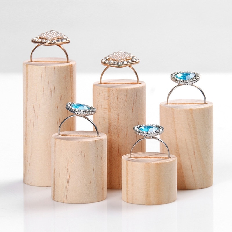 5 Stck Holz Ring Schmuck Anzeige Gestell Organizer Stehen Kegel bilden Halfter