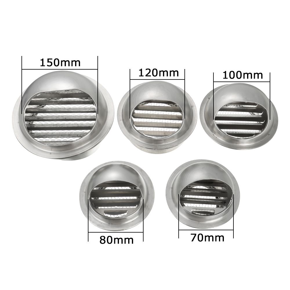 Stainless Steel Exterior Wall Ceiling Air Vent Various Size Ducting Ventilation Exhaust Grille Cover Vents Waterproof Cap