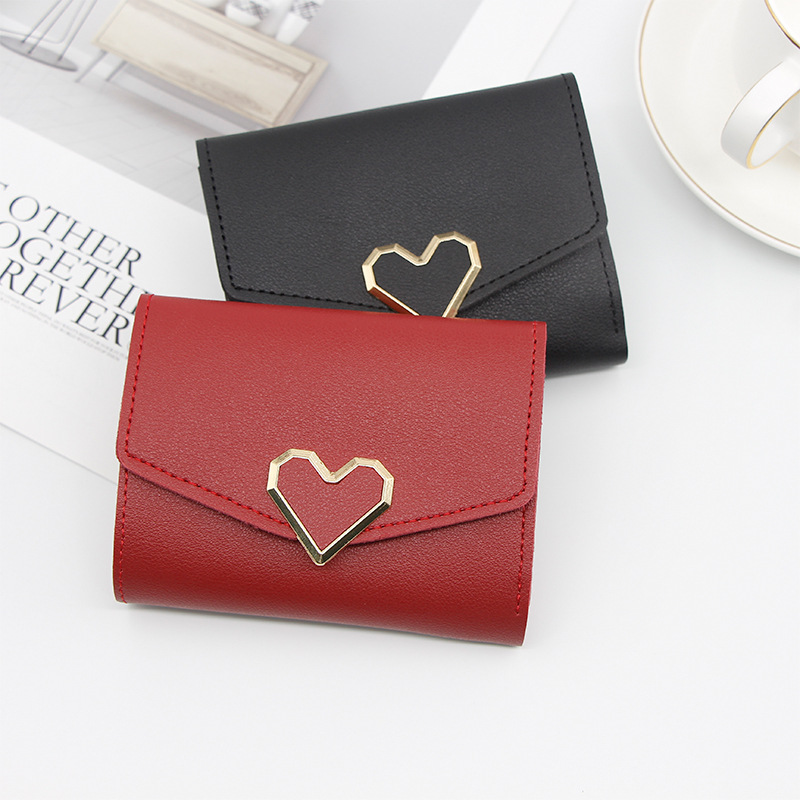 Kleine Vrouwen Portemonnee Leuke Dames Portemonnee PU Lederen Vrouwen Portefeuilles voor ID Bankkaart Verandering Clutch Bag Rood zwart Roze