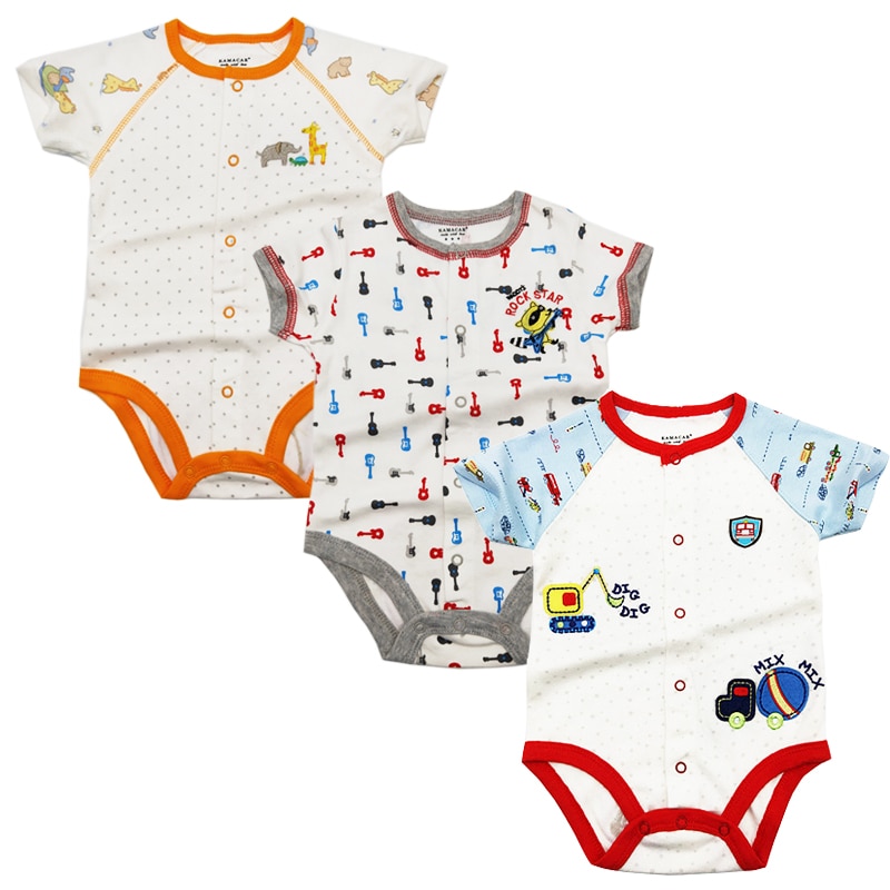 Mærke 3 stk/parti babybodyer sommer dyr baby dreng pige tøj spædbarn bomuld kortærmet babytøj sæt