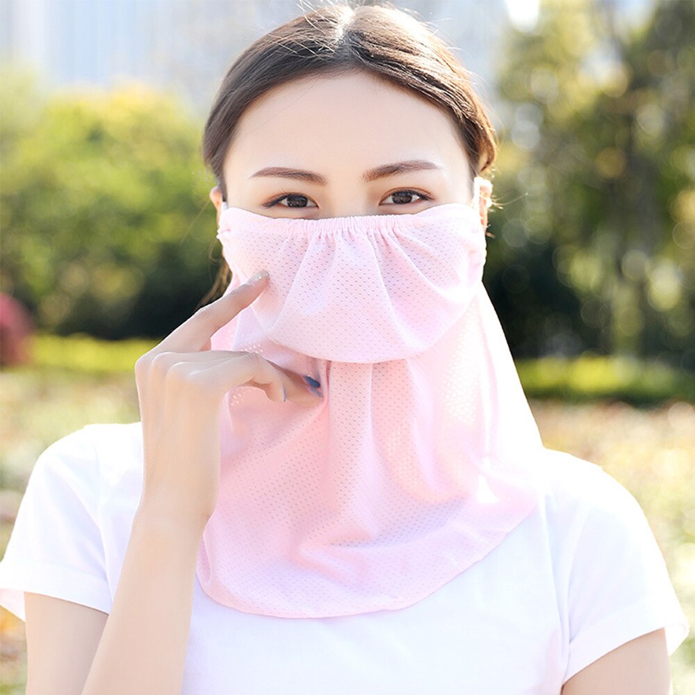 Bufanda de protección solar transpirable, protección UV, a prueba de polvo, para el cuello, Verano: pink