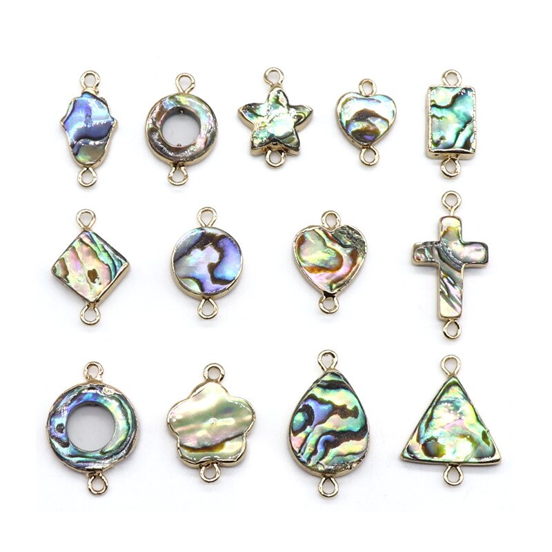 Rock Jewelry Accessories DIY Beaded Connectors Pendants Heart Star Cross Charm Natural Abalone Shell Mother of Pearl Pendants