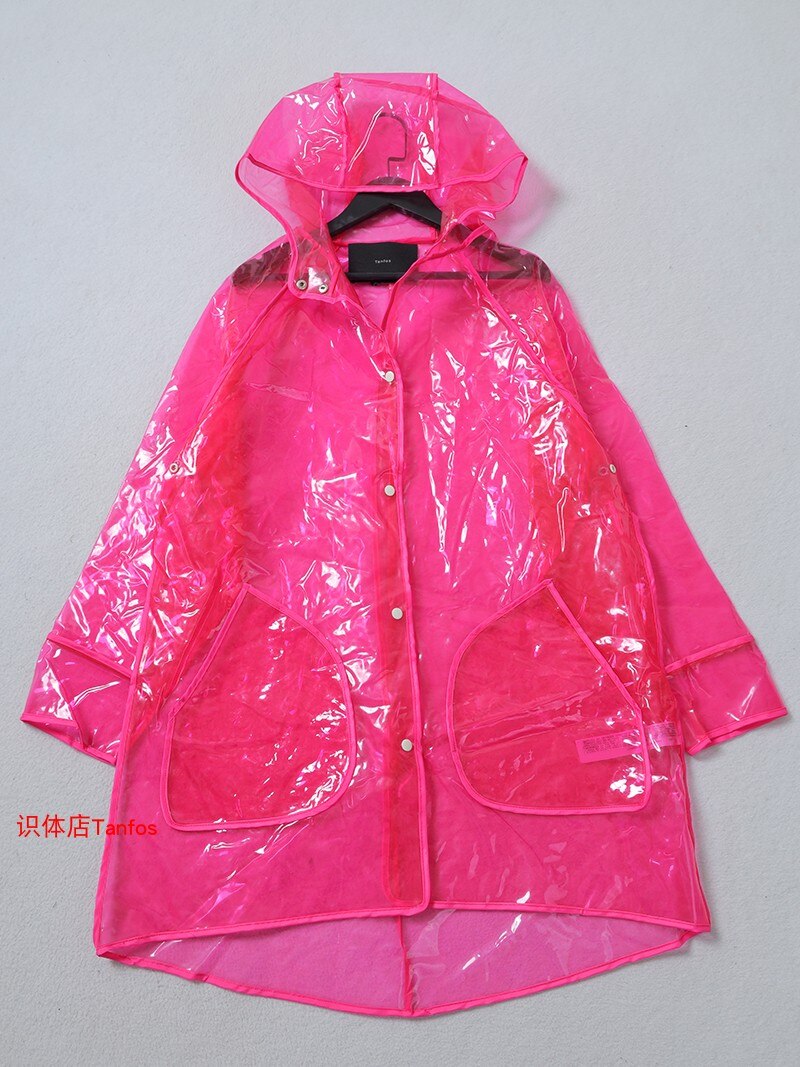 Trench in PVC impermeabile trasparente trasparente lungo cappotto verde rosa nero