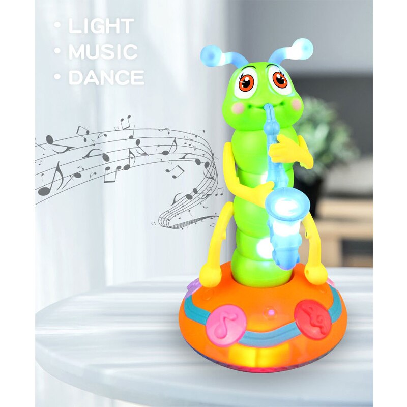 Lustige Elektrische Tanzen Saxophon Raupe Mit LED Taschenlampe Musik Spielzeug für freundlicher Dreh Baby Spielzeug Spiel Spielzeug Weihnachten: Default Title