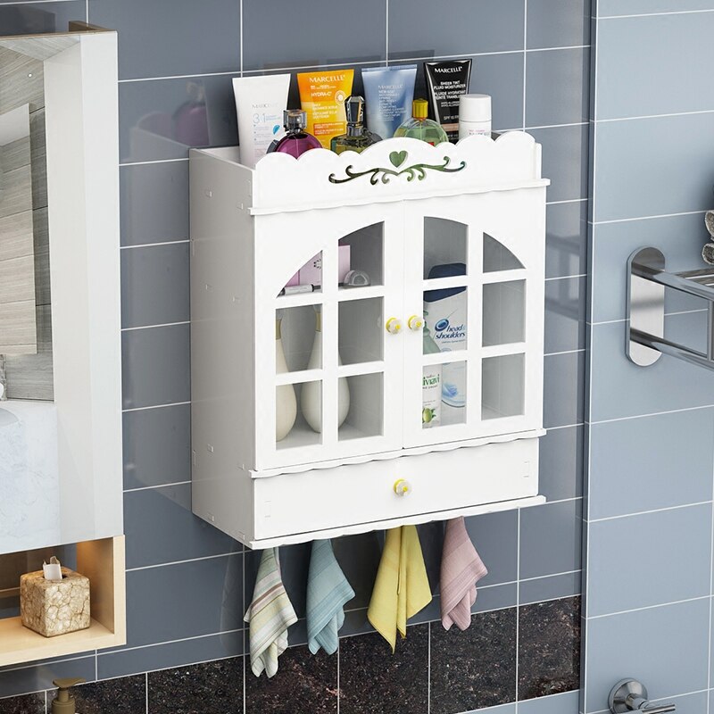 Bathroom Cabinets Shelf Wall-mounted Perforated Toilet Vanity Wall-mounted Desktop Storage Rack Organizer LO515321