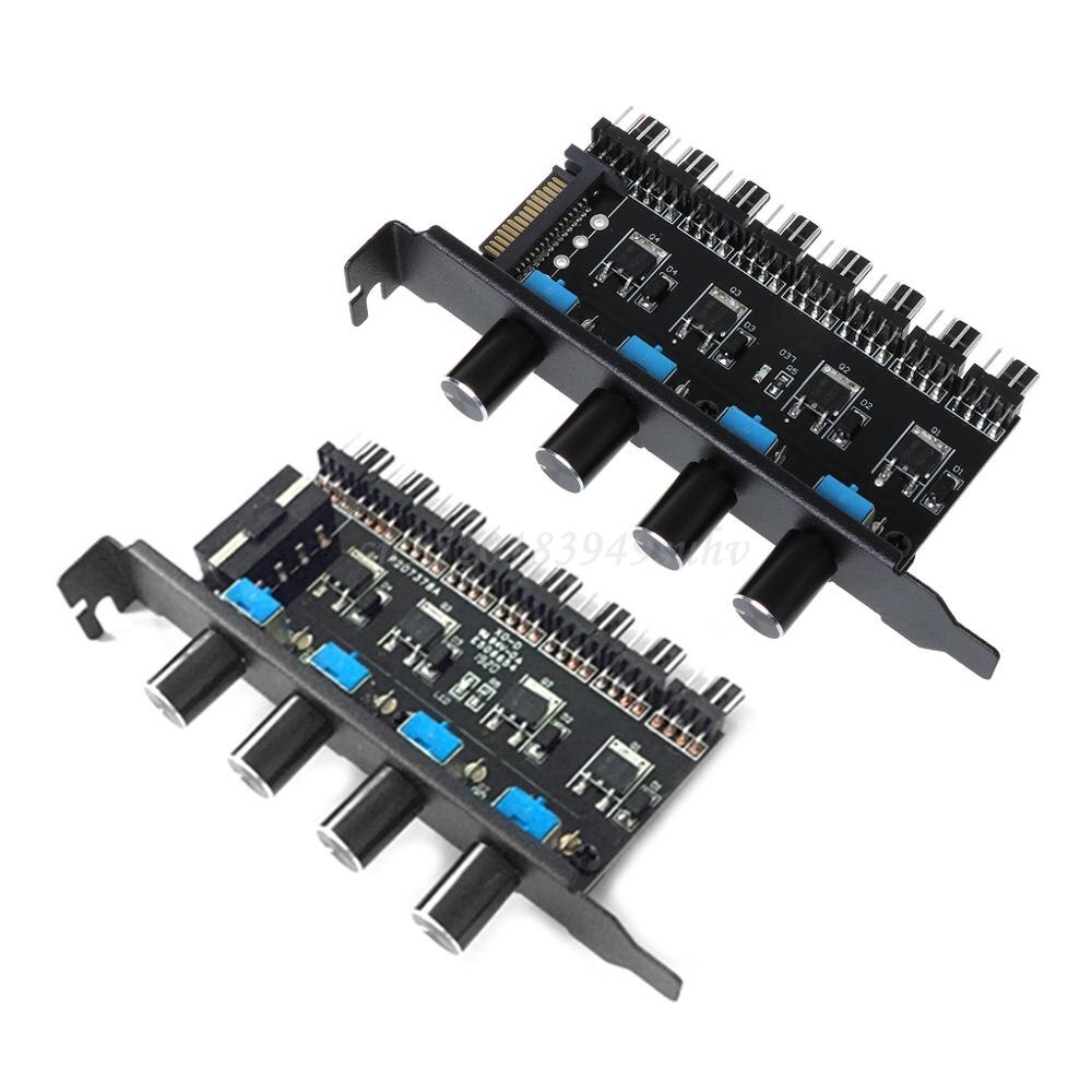 PC 8 Kanalen Fan Hub 4 Knop Cooling Fan Speed Controller voor CPU Case HDD VGA PWM Fan PCI Bracket 12V Fan Controle Voeding