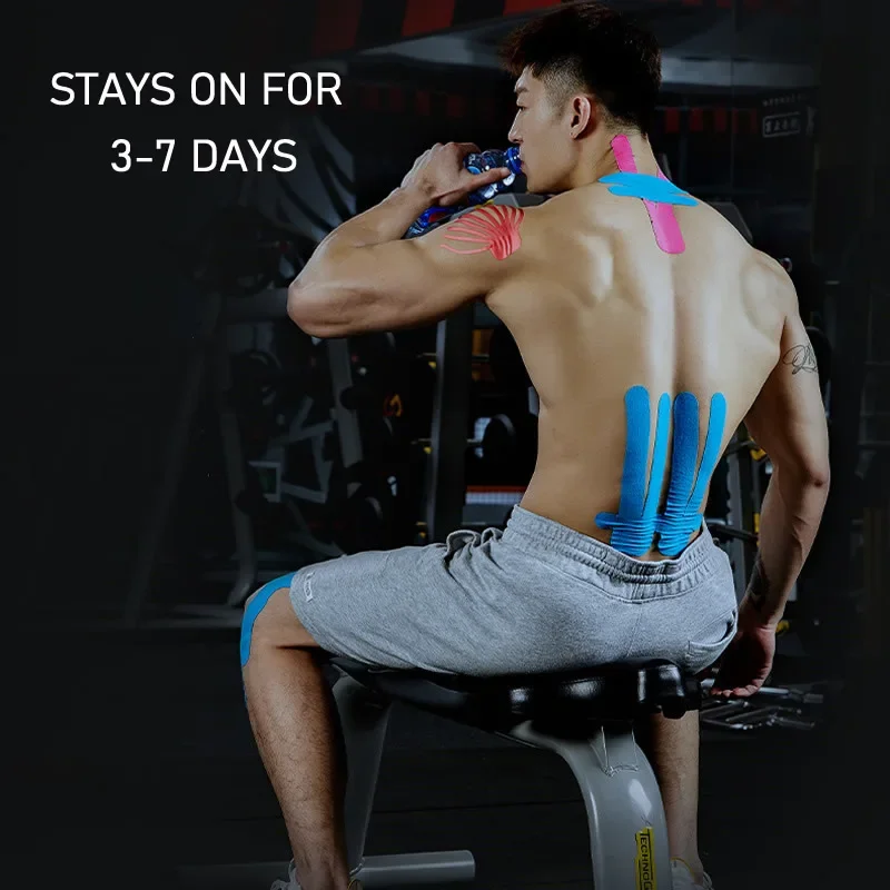 Nastro elastico anallergico in fibra sintetica kinesiologia supporto sportivo impermeabile per ginocchio muscolo polso spalla terapeutico