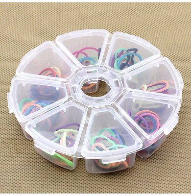 1Pc 8 Slots Storage Plastic Box Round 8 Compartment Organizer Storage Loom Bands Craft Nail Art