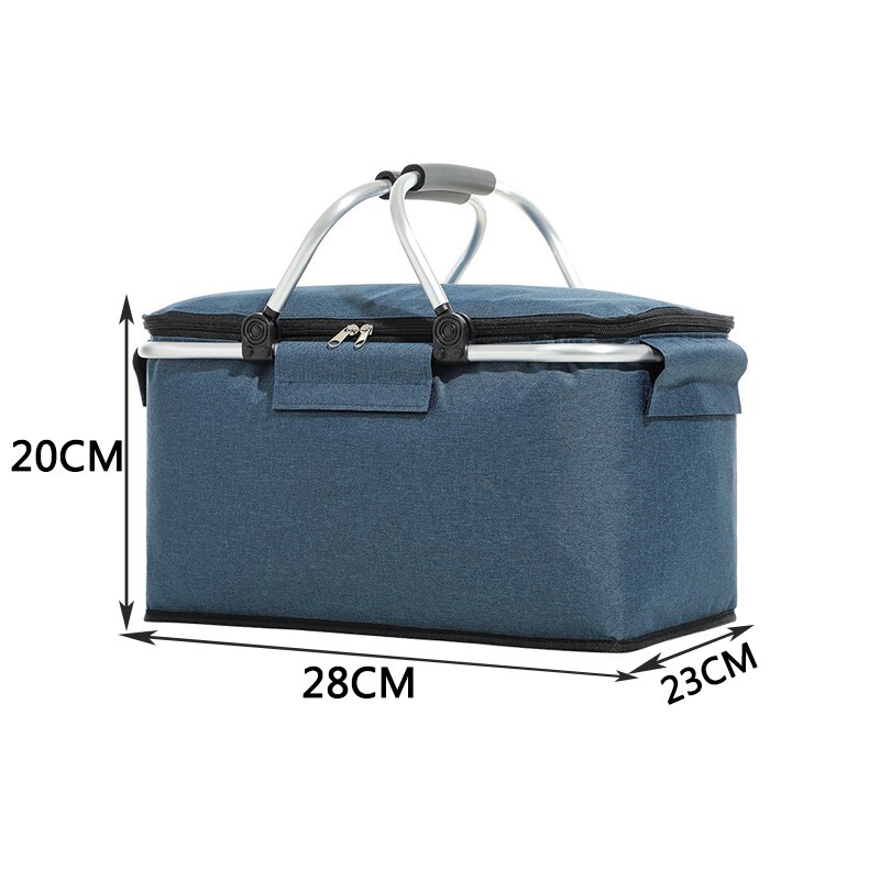 Vouwen Picknick Draagbare Ijs Mand Grote Capaciteit Isolatie Picknick Zak Fruit Warmte Isolatie Warmte Rame Waterdichte Voering Gezondheid: Navy-S