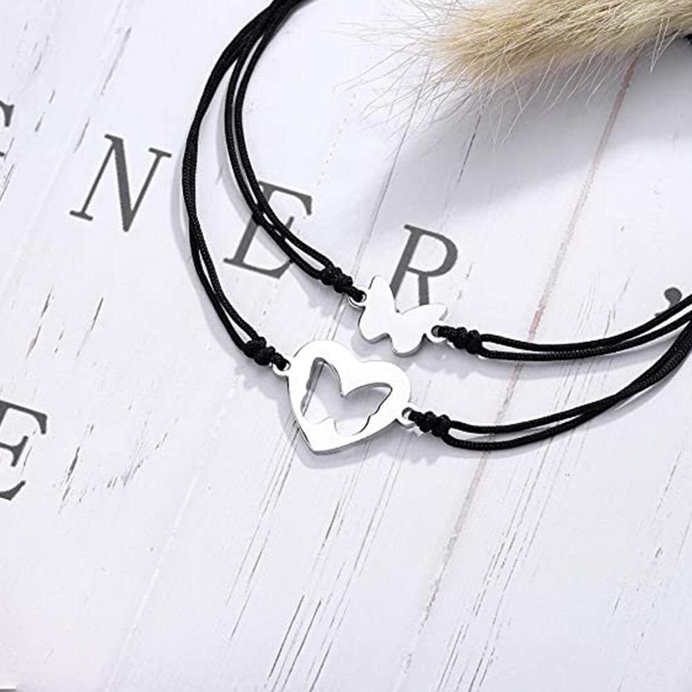 2 Stks/set Moederdag Kaart Armband Europa Amerika Holle En Staal Creatieve Vlinder Armband Stof Y1U2