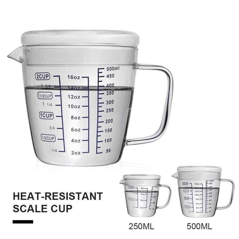 High Borosilicate Heat-resistant Glass Measuring Cup Children's Milk Cup With Scale Microwave Transparent Scale Cup With Lid