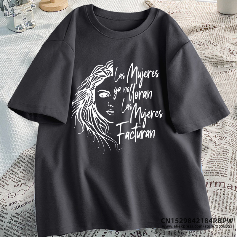 Shakira-Camiseta de algodón con estampado para mujer, camisetas de manga corta, ropa para mujer Ya No Lloran, Camisetas estampadas Don't Cry: XXXL / Beige