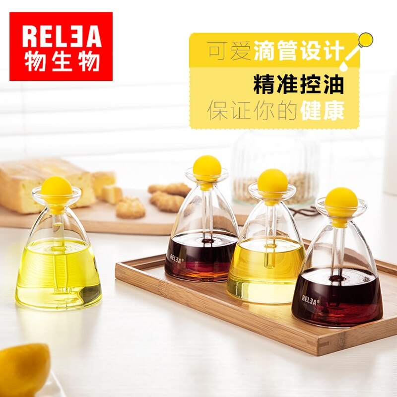 Squeeze Soy Sauce Vinegar Olive oil Cruet jar Crystal glass precision kitchen sauce pot Borosilicate glass Seasoning bottle