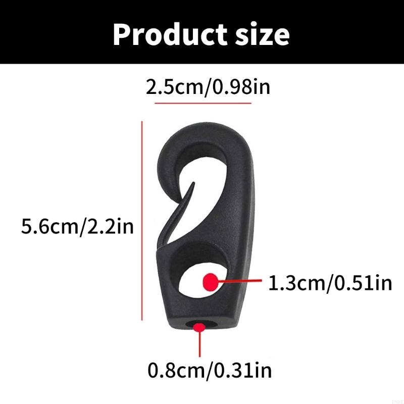 P88e 10 återanvändbara svarta plast bungee-krokar båtar chocklina krok snörspännare krok fast verktyg lätt att installera