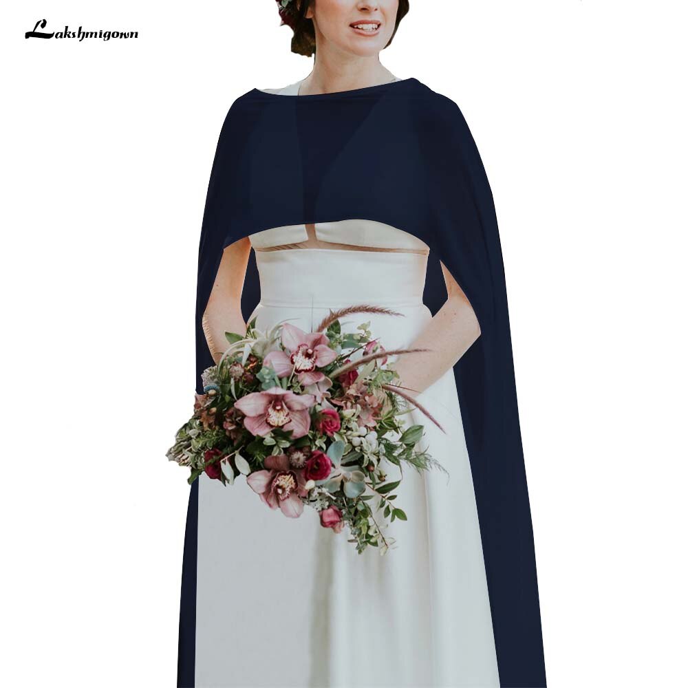 Eenvoudige Goedkope Bruiloft Accessoires Jassen Bolero Chiffon Wedding Cape Sjaals Wit En Ivoor Bruids Wraps: Beige
