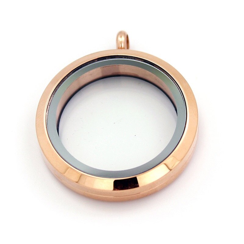 30mm 316L Stainless Steel Twist Screw Locket Pendant Floating Charms Locket Clear Glass Locket DIY Jewelry: rose gold color