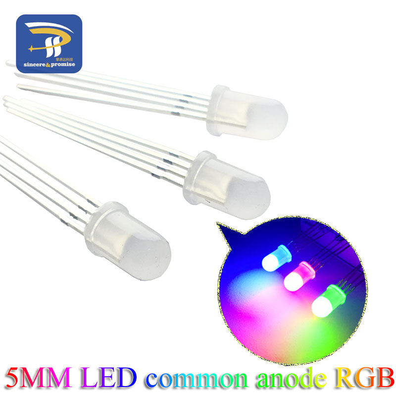 100 kpl monivärinen 4 pin 5mm rgb led diodi valolamppu kolmivärinen pyöreä yhteinen anodi led  f5 valodiodi punainen vihreä sininen