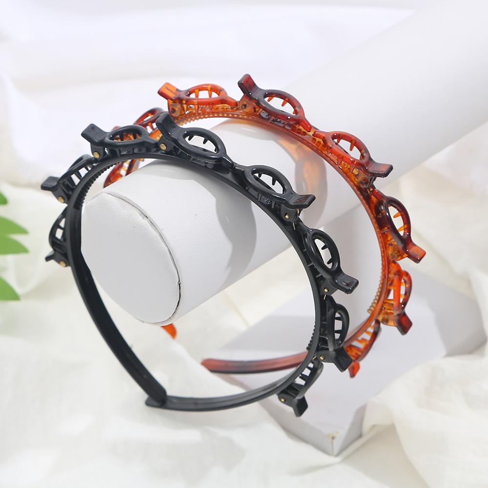 Dubbele Pony Kapsel Haarspeld Weven Haarband Salon Haar Clips Hoofdband Haar Hoepel Voor Vrouwen Mannen Dubbele Pony Sport Haarband