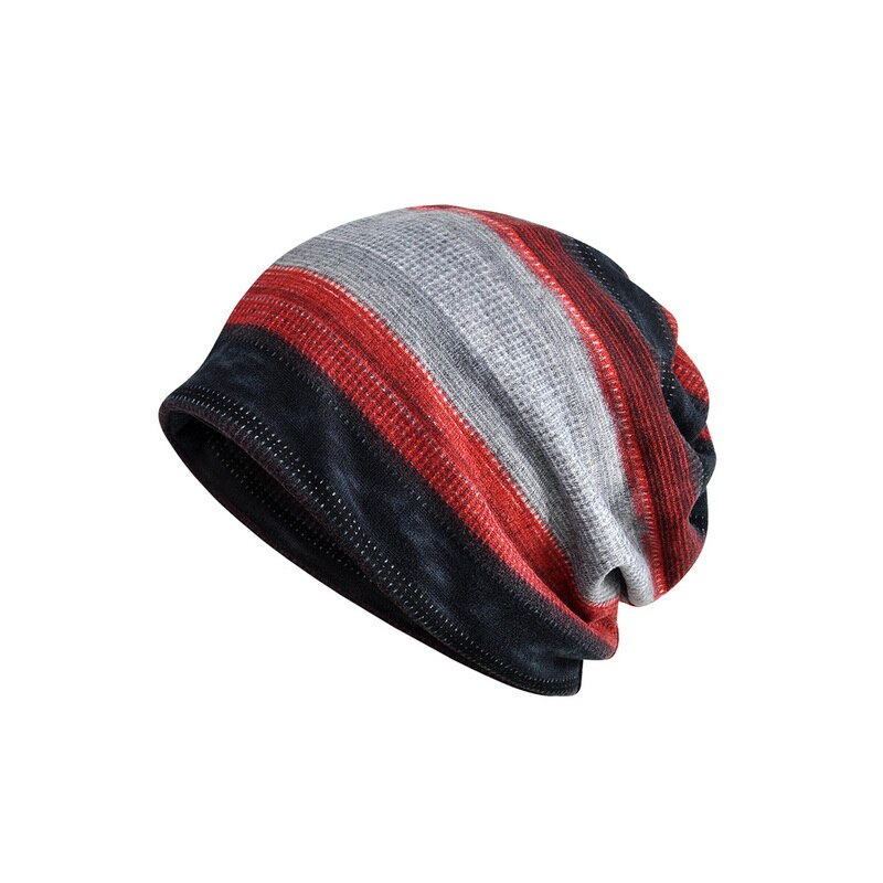 Nuzada menn kvinner skullies luer lue strikket bomullshette dobbeltlags stoff varme luer ensfarget vinterfarge print hatter