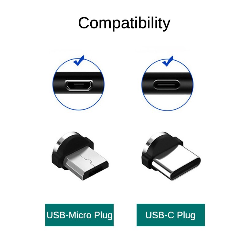 Rundt magnetisk adapterkabel til samsung galaxy  s20 s10 s9 s8 s7 s6 plus ultra note 10 9 8 5 lite micro usb type c opladerstik