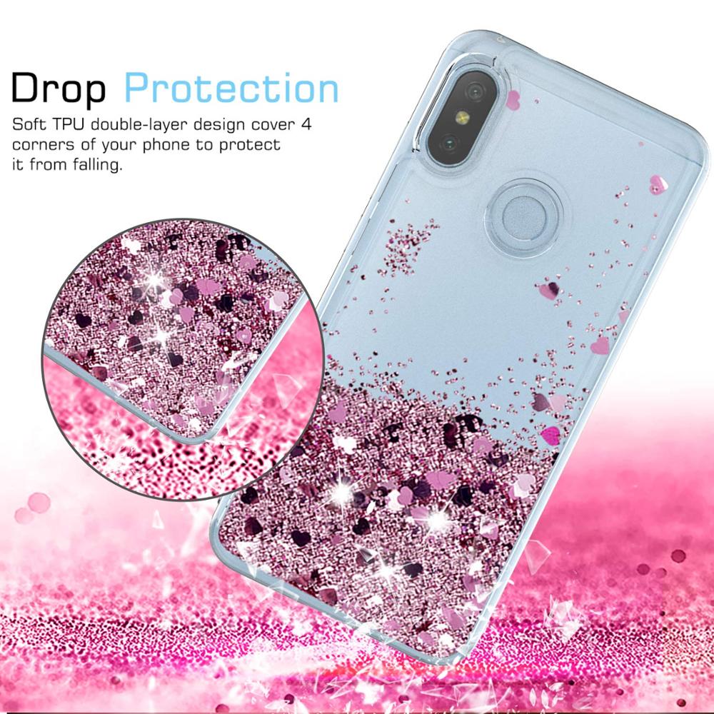 Bling Glitter Liquid Case For Redmi 6 Pro Silicone Coque For Xiaomi Redmi 6 6A 6 Pro 7 7A Note 6 7 Dynamic Qicksand Star Cover